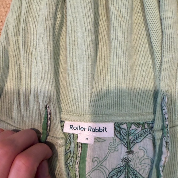 Roller Rabbit Lena V Neck Hoodie Green Ribbed Stretchy Paisley Women’s Medium - Picture 3 of 5